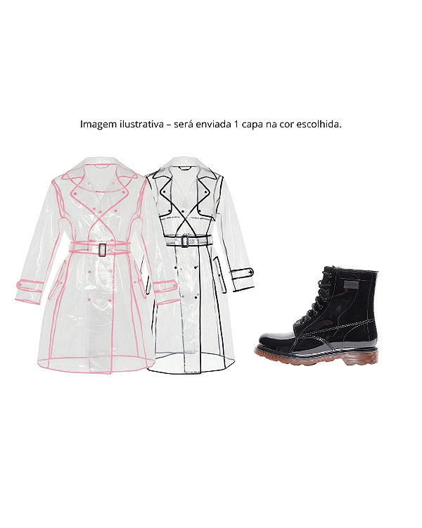 Kit Galocha Cano Curto Preto Kt039 + 1 Capa de Chuva Longa Ck003