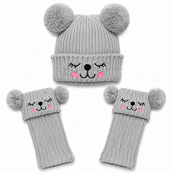 Kit Compre 1 Par de Polaina Pompom Pg002 + Ganhe 1 Gorro Pompom Gg002