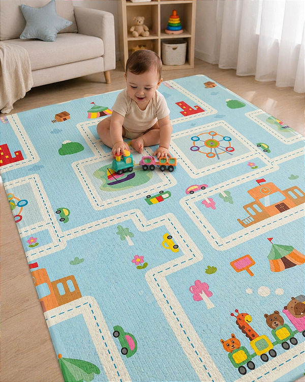 Tapete Infantil Emborrachado Dobrável Dupla Face Educativo Bebê Gasf