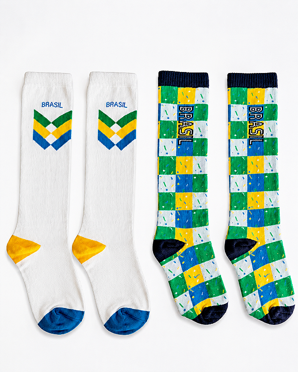 Kit Adulto 4 Meias 3/4 Brasil Copa