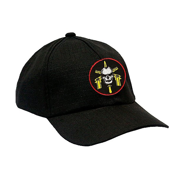 Boné Militar Rip Stop com Patch Aplicado Tropa de Elite | Preta - Atack