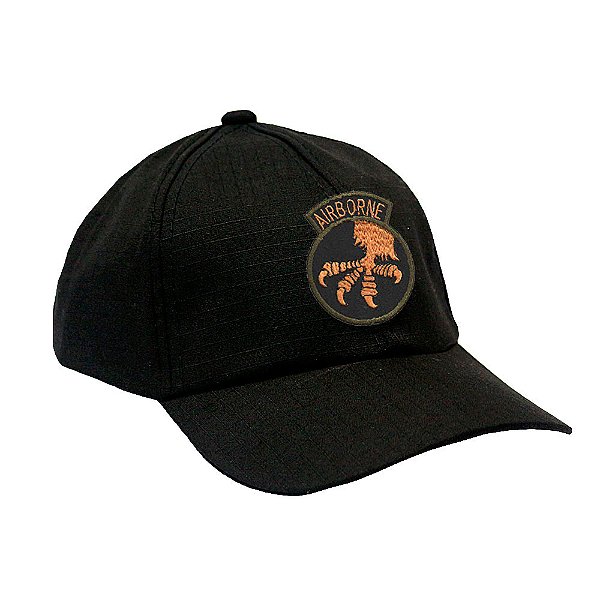 Boné Militar Rip Stop com Patch Aplicado Airborne | Preta - Atack