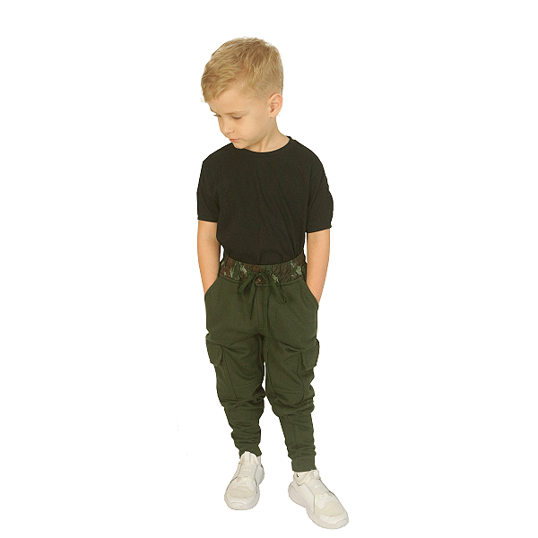 Calça Infantil Moletom Jogger Verde | Treme Terra