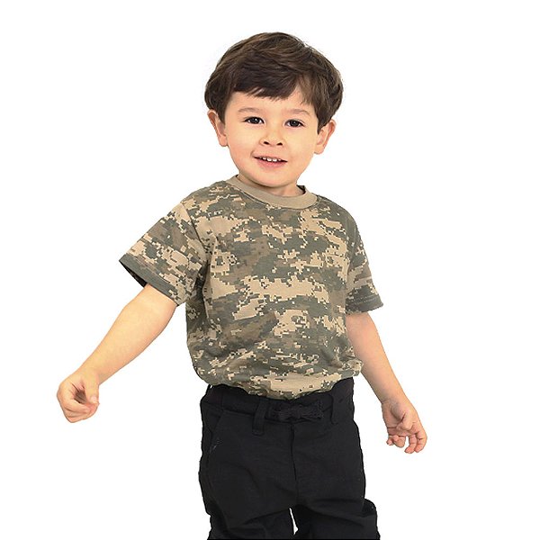 Camiseta Infantil Camuflada Digital Areia