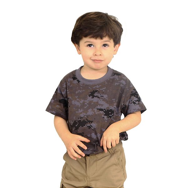 Camiseta Infantil Camuflada Digital Petróleo