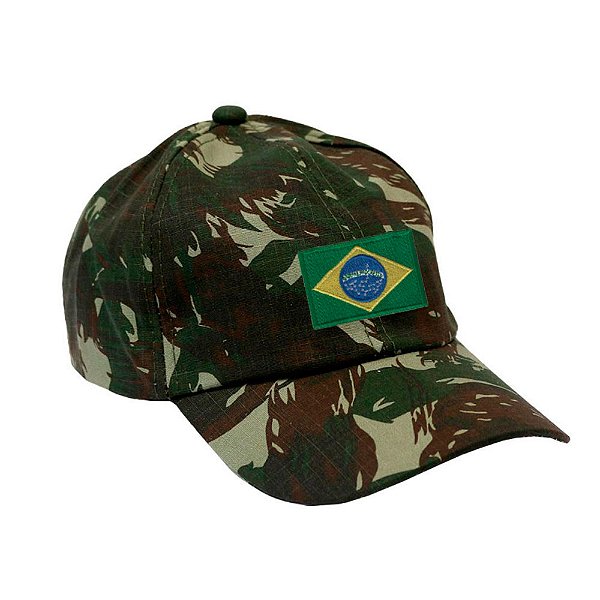 Boné Militar Rip Stop com Patch Aplicado Bandeira do Brasil | Camuflada Exército Brasileiro - Atack