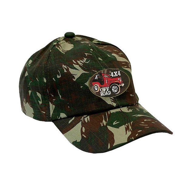 Boné Militar Rip Stop com Patch Aplicado 4x4 Off Road Vermelho | Camuflada Exército Brasileiro - Atack