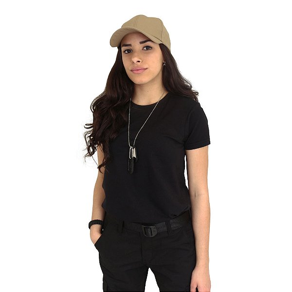 Camiseta Feminina Militar Baby Look sem Estampa
