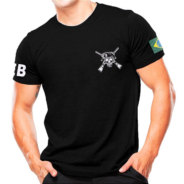 Camiseta Militar Estampada Exército Brasileiro | Preta - Atack