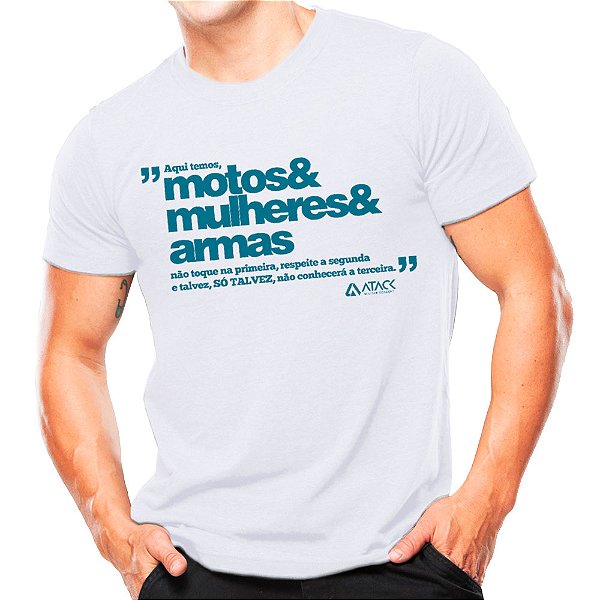 Camiseta Militar Estampada Motos Mulheres e Armas