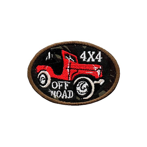 Patch Bordado 4x4 Off Road Vermelho com Fecho de Contato