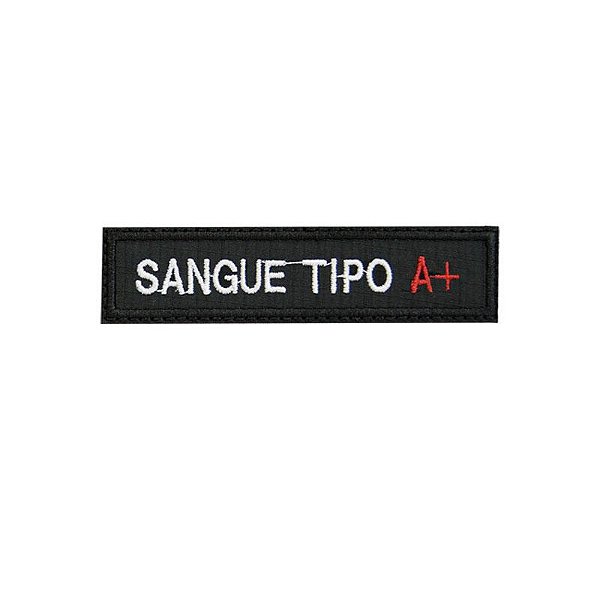 Patch Bordado Tipo Sanguíneo A+ com Fecho de Contato