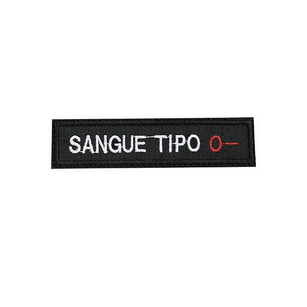 Patch Bordado Tipo Sanguíneo O- com Fecho de Contato