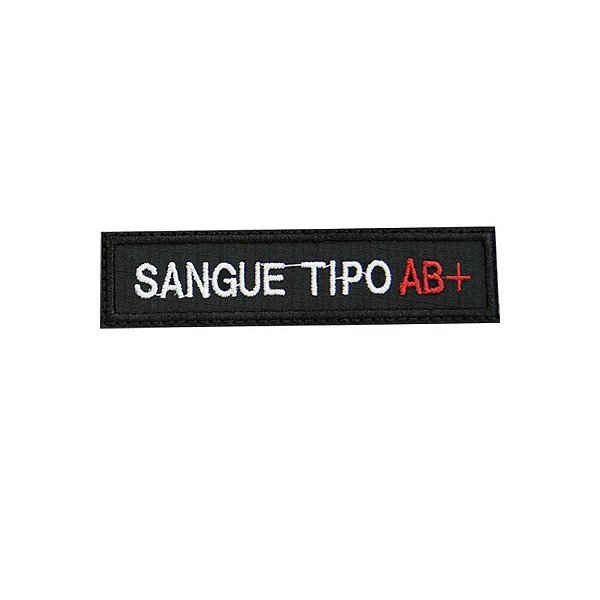 Patch Bordado Tipo Sanguíneo AB+ com Fecho de Contato