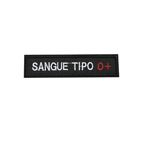 Patch Bordado Tipo Sanguíneo O+ com Fecho de Contato