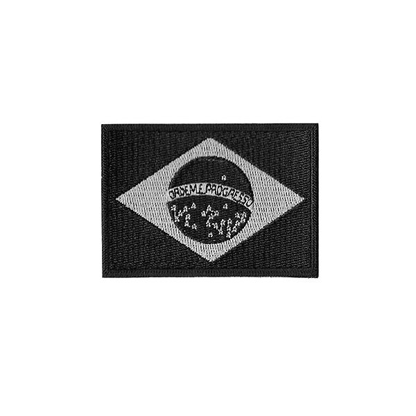 Patch Bordado Bandeira do Brasil Negativa com Fecho de Contato
