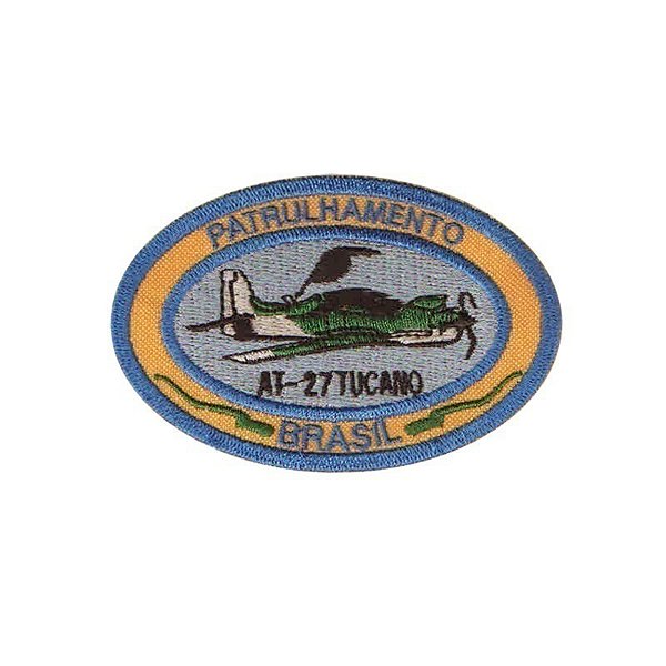 Patch Bordado PMTO AT-27 Tucano com Fecho de Contato