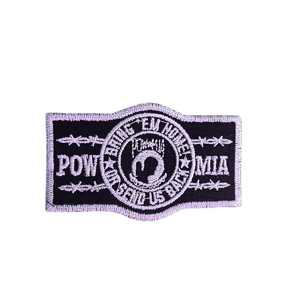 Patch Bordado Pow Mia com Fecho de Contato