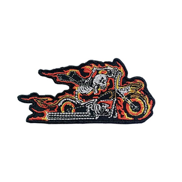 Patch Bordado Motoqueiro Fantasma com Fecho de Contato