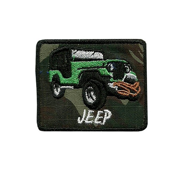 Patch Bordado Jeep Green com Fecho de Contato