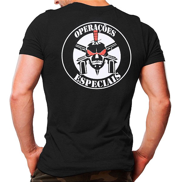 Camiseta Militar Estampada Operações Especiais Caveira - Atack