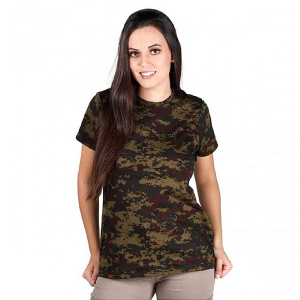 Camiseta Feminina Soldier Camuflada Digital Argila | Bélica