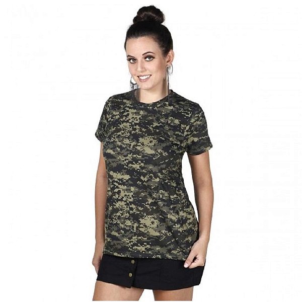 Camiseta Feminina Soldier Camuflada Digital Pântano | Bélica