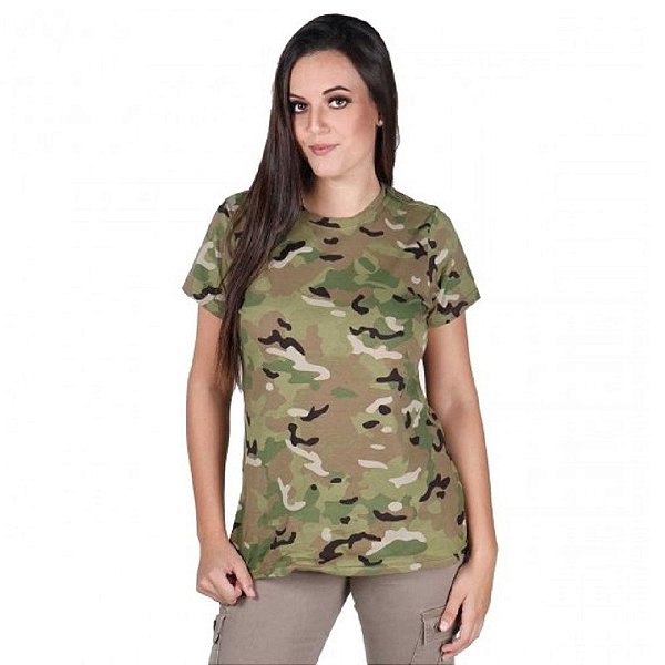 Camiseta Feminina Soldier Camuflada Multicam | Bélica