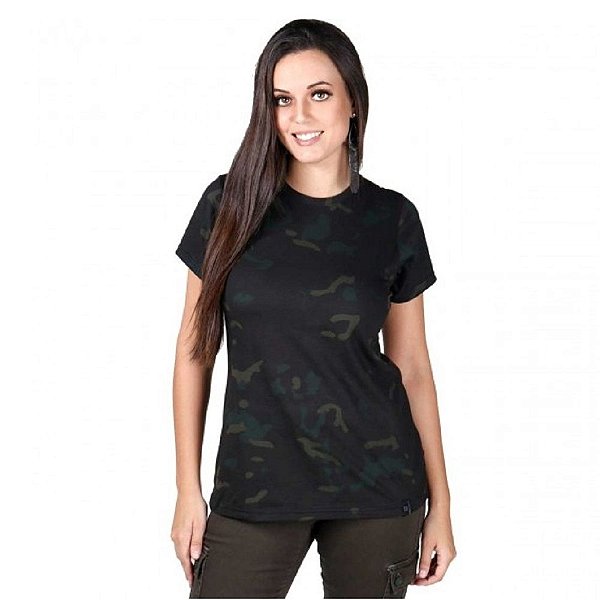 Camiseta Feminina Soldier Camuflada Multicam Black | Bélica
