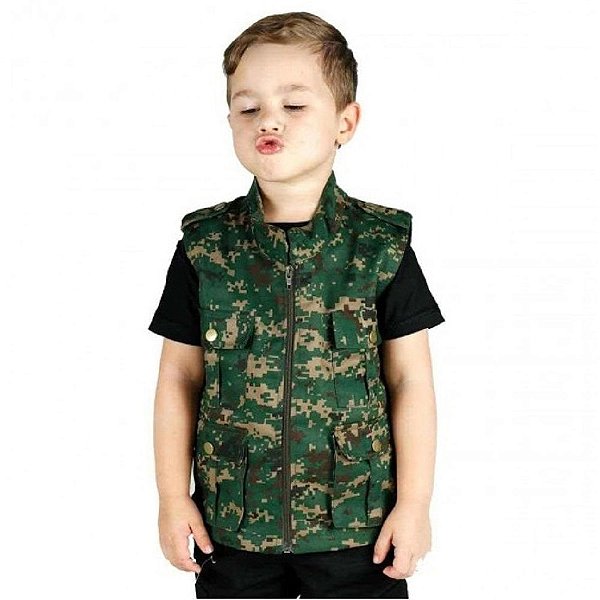 Colete Infantil Army Camuflado Digital Verde | Treme Terra