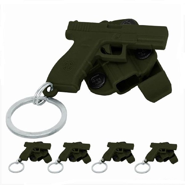 Kit 5 Chaveiros Coldre Holster Verde | Bélica