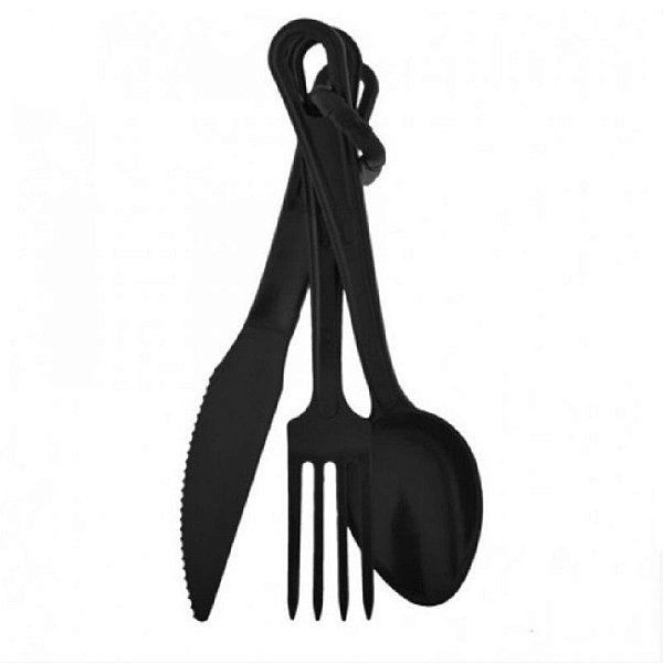 Talher em Polímero Camping Preto