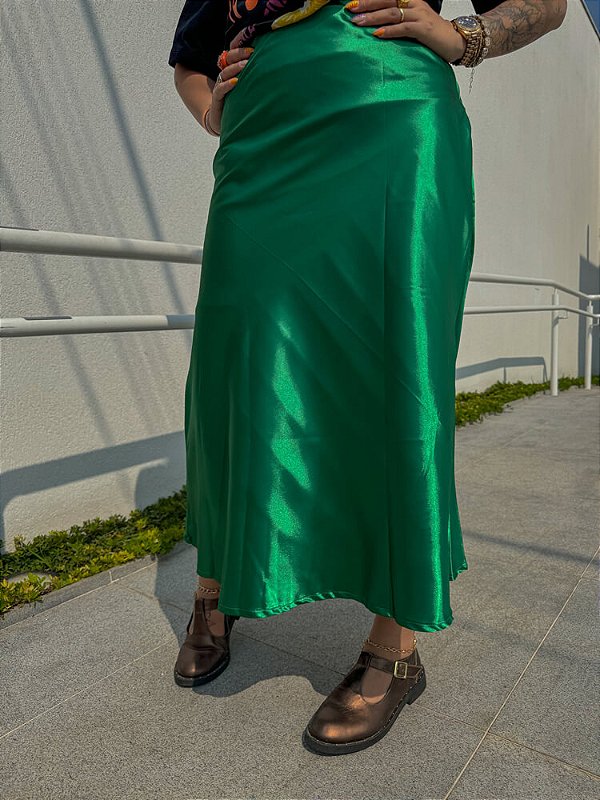 Saia Jinjer em Cetim Verde
