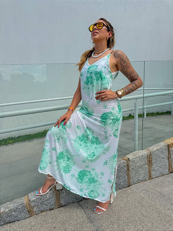 Vestido Sunnie Off White & Green
