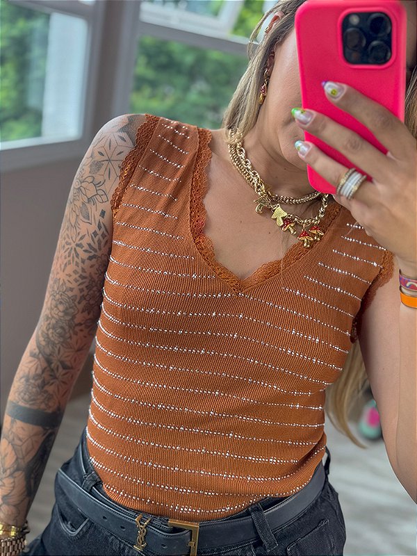 Camisa Nick Carmel Brilhantes & Renda