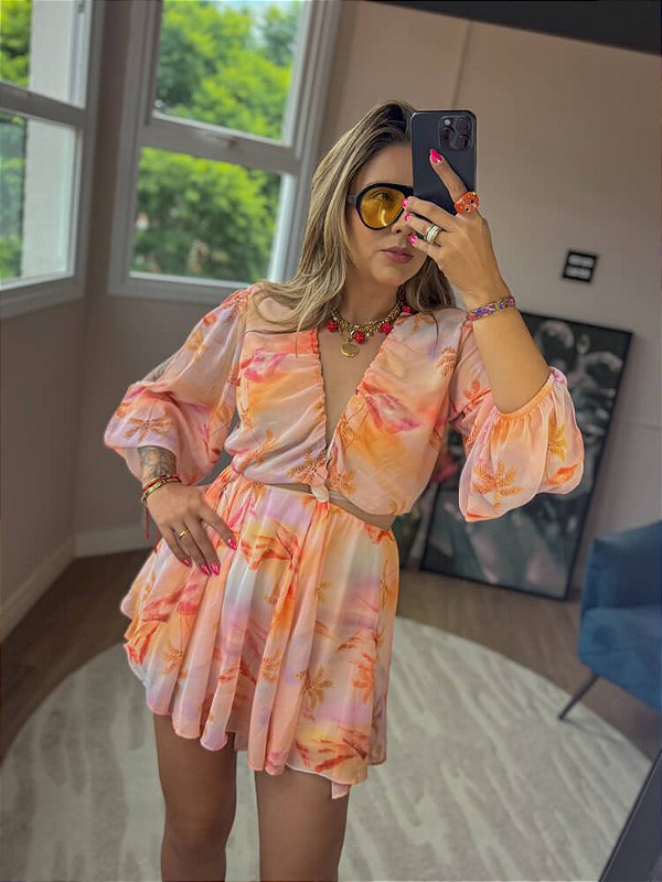 Macaquinho Fresh Floral Orange
