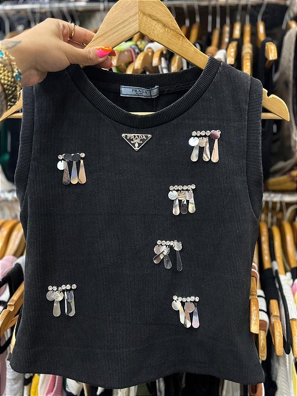 Regata Canelada Black Brilhantes