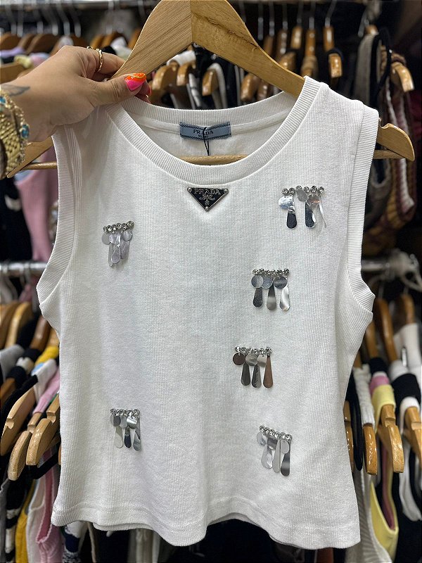 Regata Canelada Off White Brilhantes