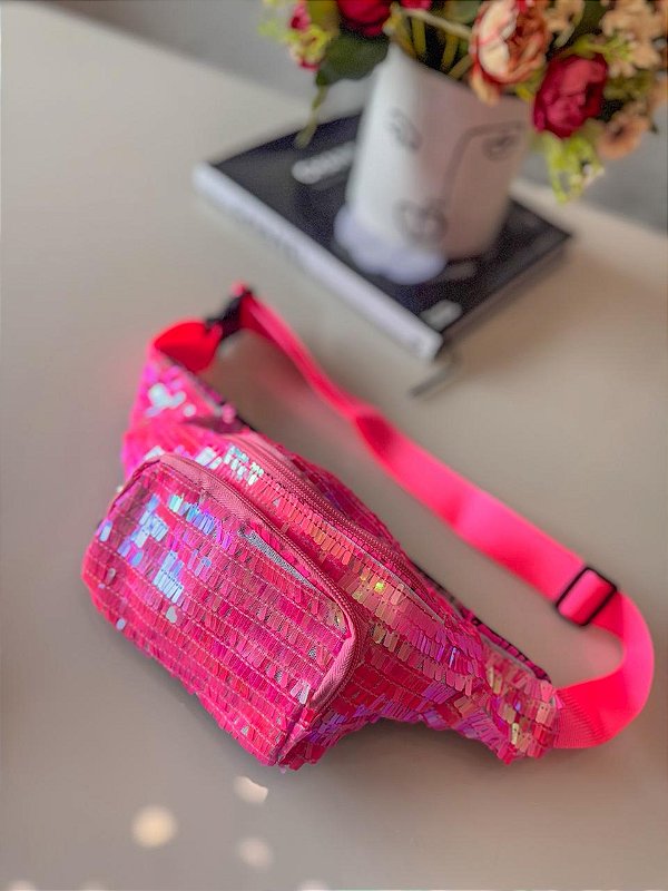 Pochete em Paetê Pink Neon