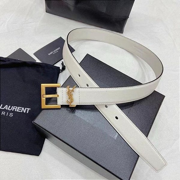 Cinto YSL Couro White