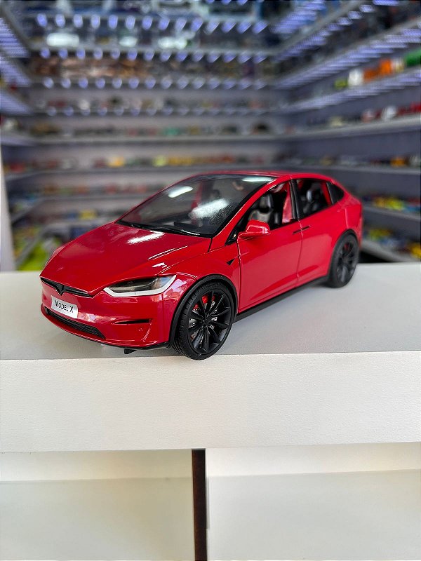 Tesla Model X vermelho 1/24