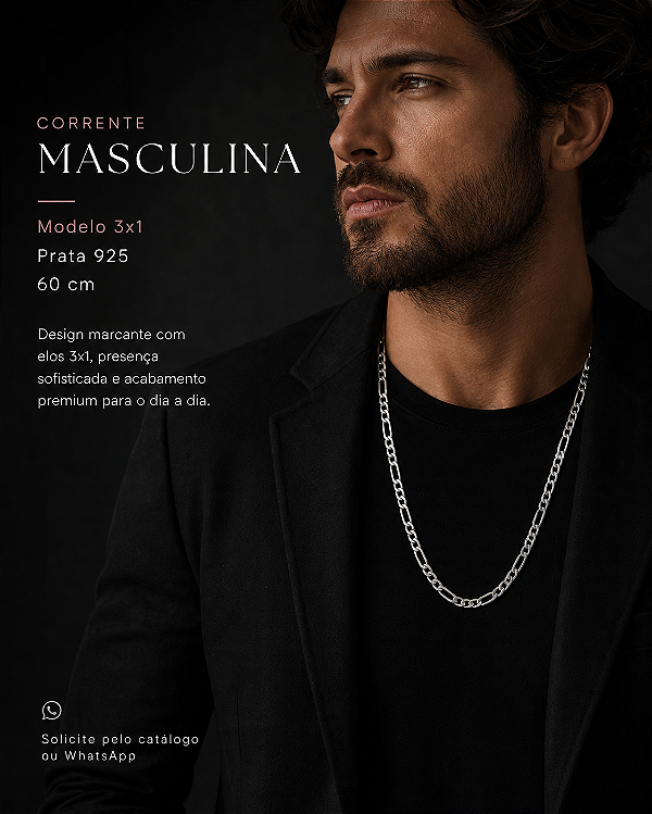 Corrente Masculina Elo 3x1 em Prata 925