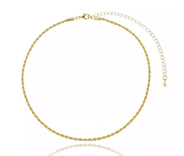 Colar Cordão Baiano 2mm com 35cm mais Extensor de 10cm