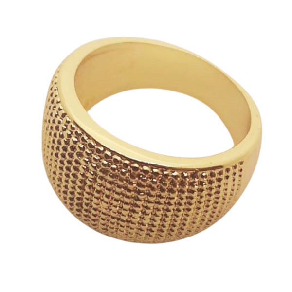 Anel Grande Abaulado com Design Moderno Banhado a Ouro 18k