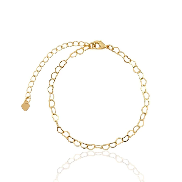 Pulseira Corações Vazados Folhada a Ouro 18K