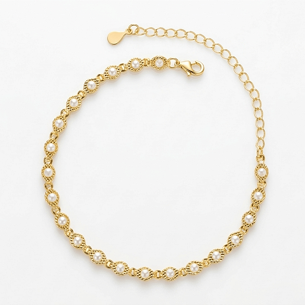 Pulseira Elo Com Perola com 16cm de comprimento + 6cm do extensor