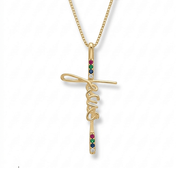 Conjunto Corrente Veneziana Pingente Cruz Jesus Banho a Ouro 18K