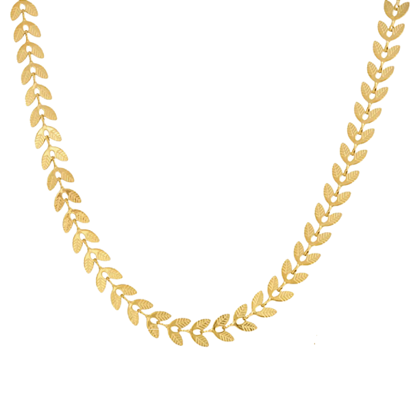Colar Folha 6mm Choker  34cm + 6cm extensor Banho a Ouro 18K