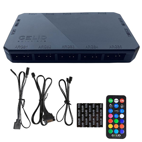 Controladora ARGB Gelid AMBER5 + Controlador FAN 4 Pinos PWM - PcCold ...
