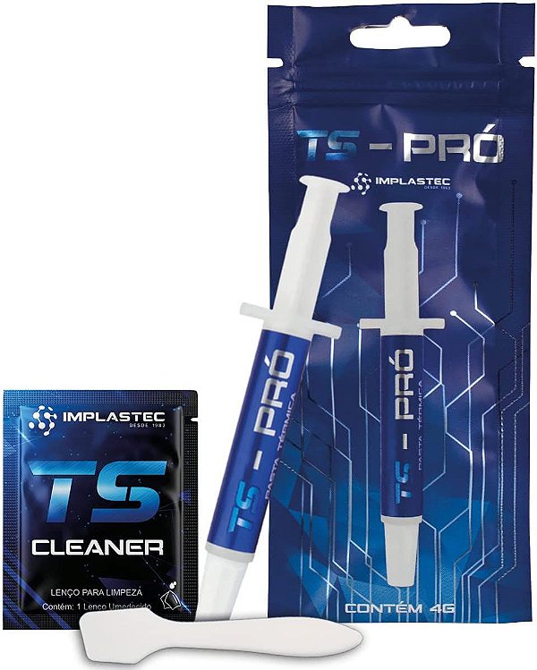 Pasta Térmica Implastec Ts Pro 4g + Espátula + Sachê Cleaner